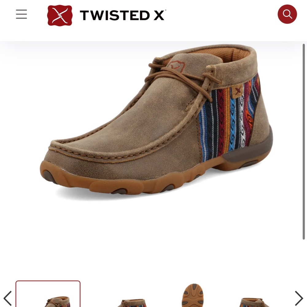 Twisted X Brown Suede Moccasin with Multicolor Aztec Stripe